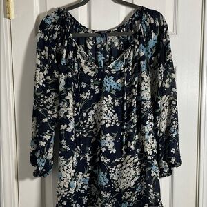 Chaps Navy Floral Women's Blouse